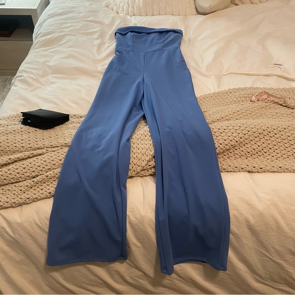 High-Waisted Blue Wide-Leg Jumpsuit